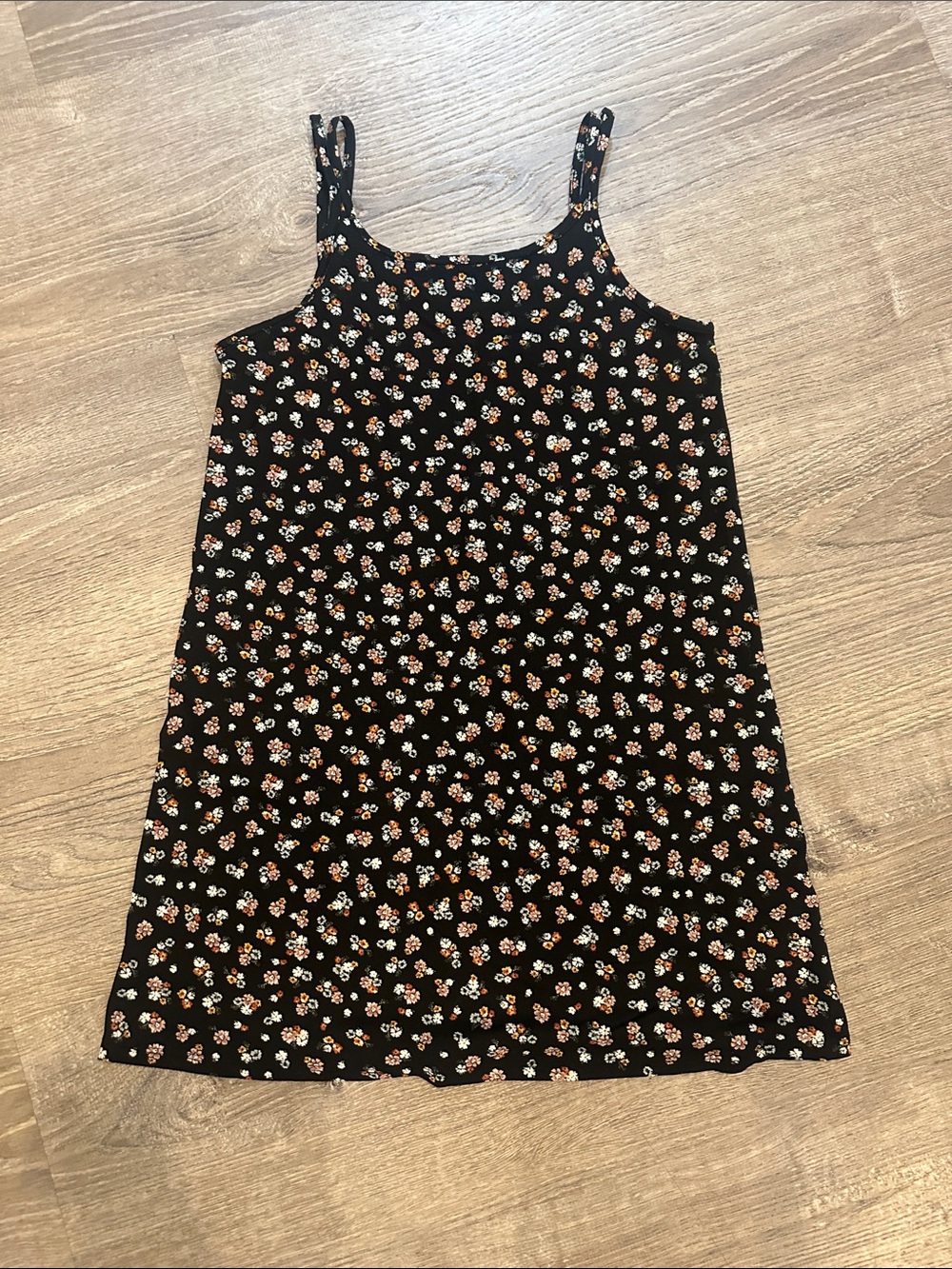 Primark Black Floral Sundress with White & Rust Flowers